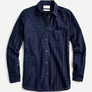J. Crew NWT Navy Eyelet Classic Fit Shirt size 6
